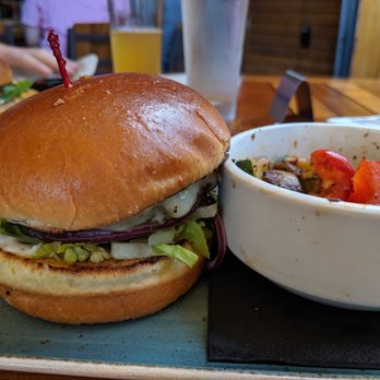 TownHall - Burger with side of veggies - New American Near Me - Cleveland, Ohio TownHall - Burger with side of veggies - New American Near Me - Cleveland, Ohio