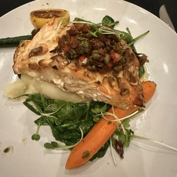 The Palms - Pan Roasted Almond Crusted Salmon - Seafood Near Me - Fresno, California The Palms - Pan Roasted Almond Crusted Salmon - Seafood Near Me - Fresno, California