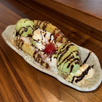 Ichijiku Sushi - Banana tempura green tea ice cream - Sushi Bars Near Me - Houston, Texas