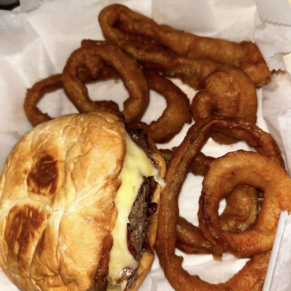 Wingo's - Burger with onion rings - Chicken Wings Near Me - Washington, DC, District of Columbia Wingo's - Burger with onion rings - Chicken Wings Near Me - Washington, DC, District of Columbia
