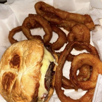 Wingo's - Burger with onion rings - Chicken Wings Near Me - Washington, DC, District of Columbia
