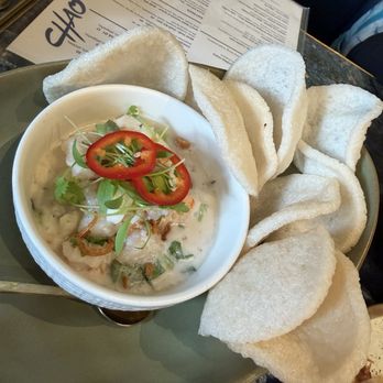 Chao - I forgot this dish, was it ceviche? The prawn crackers were good though! - Asian Fusion Near Me - Honolulu, Hawaii Chao - I forgot this dish, was it ceviche? The prawn crackers were good though! - Asian Fusion Near Me - Honolulu, Hawaii