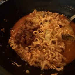 K-ramen soup with ramen noodles, dumplings and (spicy pork added to order for minimal upcharge) K-ramen soup with ramen noodles, dumplings and (spicy pork added to order for minimal upcharge)
