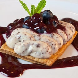 Enjoy Cuisine - Chevre and Chocolate Cream Pie, Blueberries