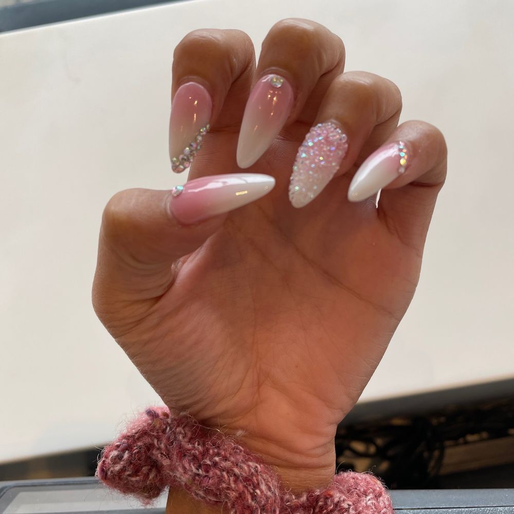 Chill Nails Spa  - Ombre powder and gems - Nail Salons Near Me - Cypress, California