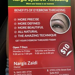 Nargis Eyebrow Threading & Henna Salon - Prices and hours
