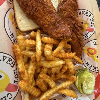 Dave's Hot Chicken - Chicken Dave's #1 2 Tenders w/ Fries. So filling!! - Chicken Shop Near Me - Boca Raton, Florida Dave's Hot Chicken - Chicken Dave's #1 2 Tenders w/ Fries. So filling!! - Chicken Shop Near Me - Boca Raton, Florida