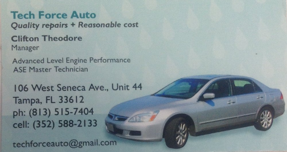 TECH FORCE AUTO Updated June 2024 106 W Seneca Ave, Tampa, Florida