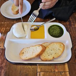appetizer. burrata cheese. (would have been perfect with jam)