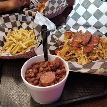 Mud Bugs - Chickens and andouille po'boy, lemon garlic fries, red beans and rice. - Cajun/Creole Near Me - Kansas City, Missouri Mud Bugs - Chickens and andouille po'boy, lemon garlic fries, red beans and rice. - Cajun/Creole Near Me - Kansas City, Missouri