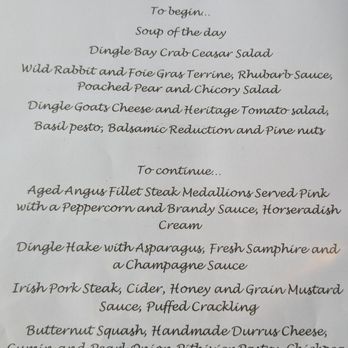 Land to Sea - The menu - Irish Near Me - Dingle, Kentucky