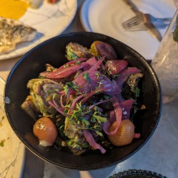 Eos & Nyx - Brussel sprouts with pickled onions and tomatoes - Cocktail Bars Near Me - San Jose, California