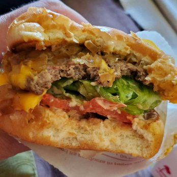 In-N-Out Burger - Cheeseburger with caramelized onions added - Burgers Near Me - Grants Pass, Oregon In-N-Out Burger - Cheeseburger with caramelized onions added - Burgers Near Me - Grants Pass, Oregon