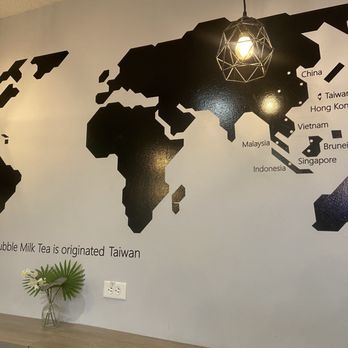 Ding Tea - Map on the walls - Bubble Tea Near Me - Denver, Colorado
