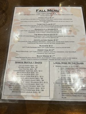 Menu photo 7 Left Turn Distillery Albuquerque, NM