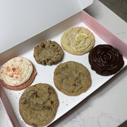 Chocolate chip cookies, chocolate cake, pink velvet, moms recipe, lemon