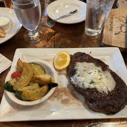 Cowboy Steak with seasonal vegetables