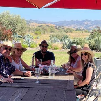 Dierberg Vineyard - Enjoying an afternoon tasting on the patio at Dierberg with family visiting. - Wine Tasting Room Near Me - Lompoc, California Dierberg Vineyard - Enjoying an afternoon tasting on the patio at Dierberg with family visiting. - Wine Tasting Room Near Me - Lompoc, California
