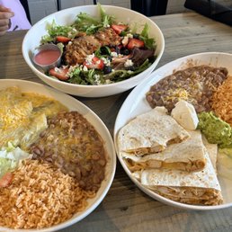 Strawberry salad, quesadilla platter and enchilada platter. Strawberry salad, quesadilla platter and enchilada platter.