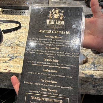 Elite Experience: White Rabbit Theater & Lounge - Fun magic themed drink menu - Yelp Events Near Me - Reno, Nevada