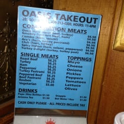 Oasis sandwiches - Menu