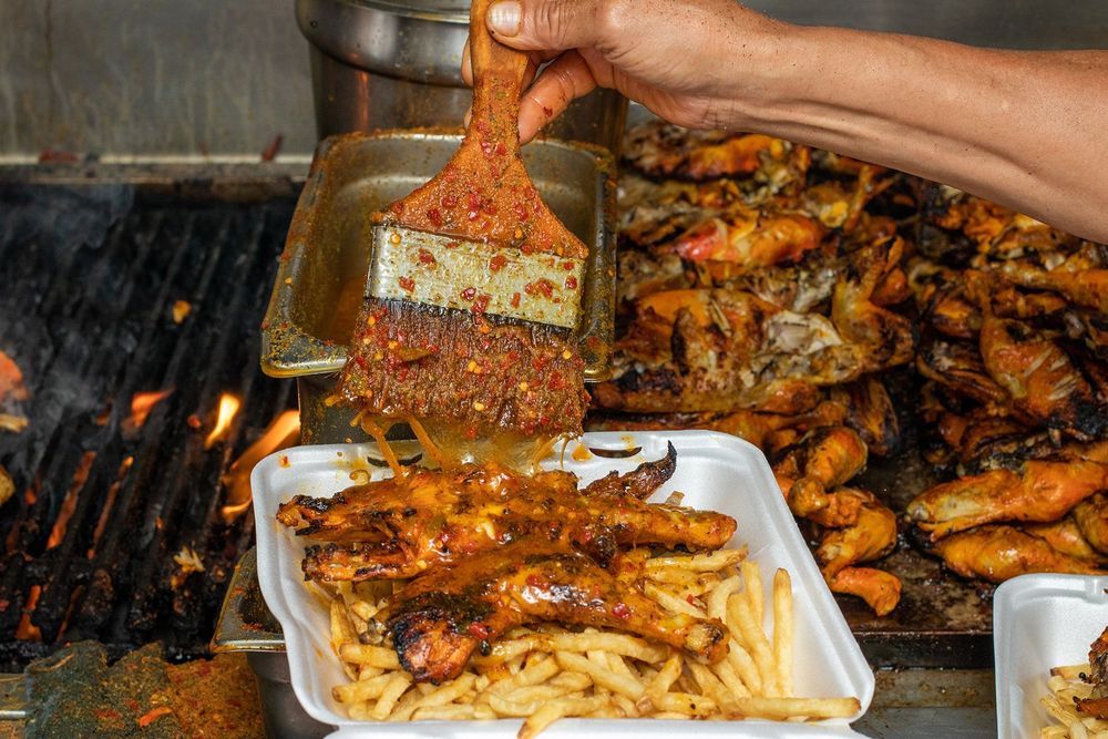 Food from Dino's Famous Chicken