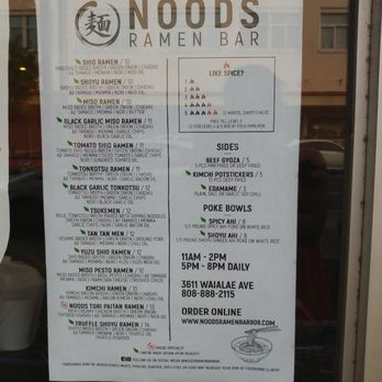 Noods Ramen Bar - Menu - Ramen Near Me - Honolulu, Hawaii Noods Ramen Bar - Menu - Ramen Near Me - Honolulu, Hawaii