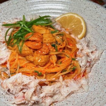 Judy's Bay - Lobster Roe Pasta with added uni and crab (additional $17) - Seafood Near Me - Cambridge, Massachusetts Judy's Bay - Lobster Roe Pasta with added uni and crab (additional $17) - Seafood Near Me - Cambridge, Massachusetts
