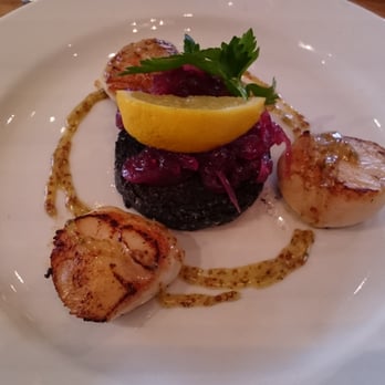 Platform 1864 - Scallop and black pudding starter - Cocktail Bars Near Me - Tain, HLD Platform 1864 - Scallop and black pudding starter - Cocktail Bars Near Me - Tain, HLD