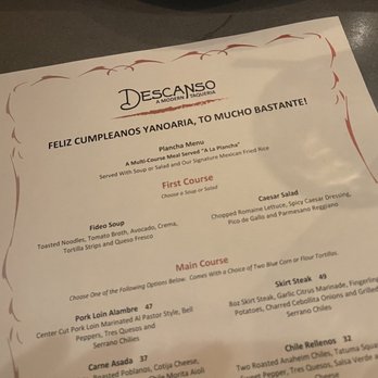 Descanso - Peep the customized menu - Mexican Near Me - Costa Mesa, California