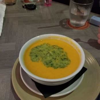 Saint & Second - Tomatoe Bisque with pesto - New American Near Me - Long Beach, California