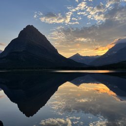 Sunset over Swiftcurrent Lake from the Many Glacier Hotel. Sunset over Swiftcurrent Lake from the Many Glacier Hotel.