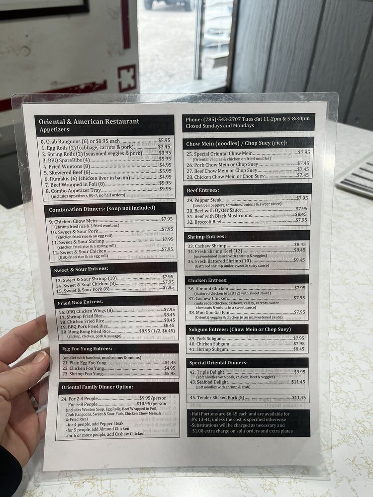 ORIENTAL & AMERICAN RESTAURANT Updated October 2024 498 State St