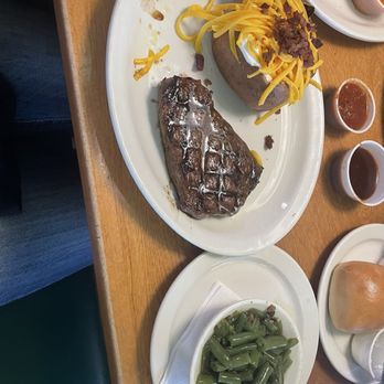 Texas Roadhouse - Sirloin loaded sweet potato and green beans - Steakhouses Near Me - Meridian, Idaho
