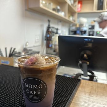 Momo Cafe - Ube latte with honey - Coffee & Tea Near Me - Minneapolis, Minnesota