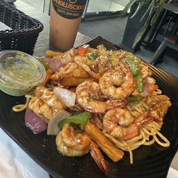 Pholuscious - 52. Garlic Noodle with Grilled Shrimp - Vietnamese Near Me - Huntington Beach, California Pholuscious - 52. Garlic Noodle with Grilled Shrimp - Vietnamese Near Me - Huntington Beach, California