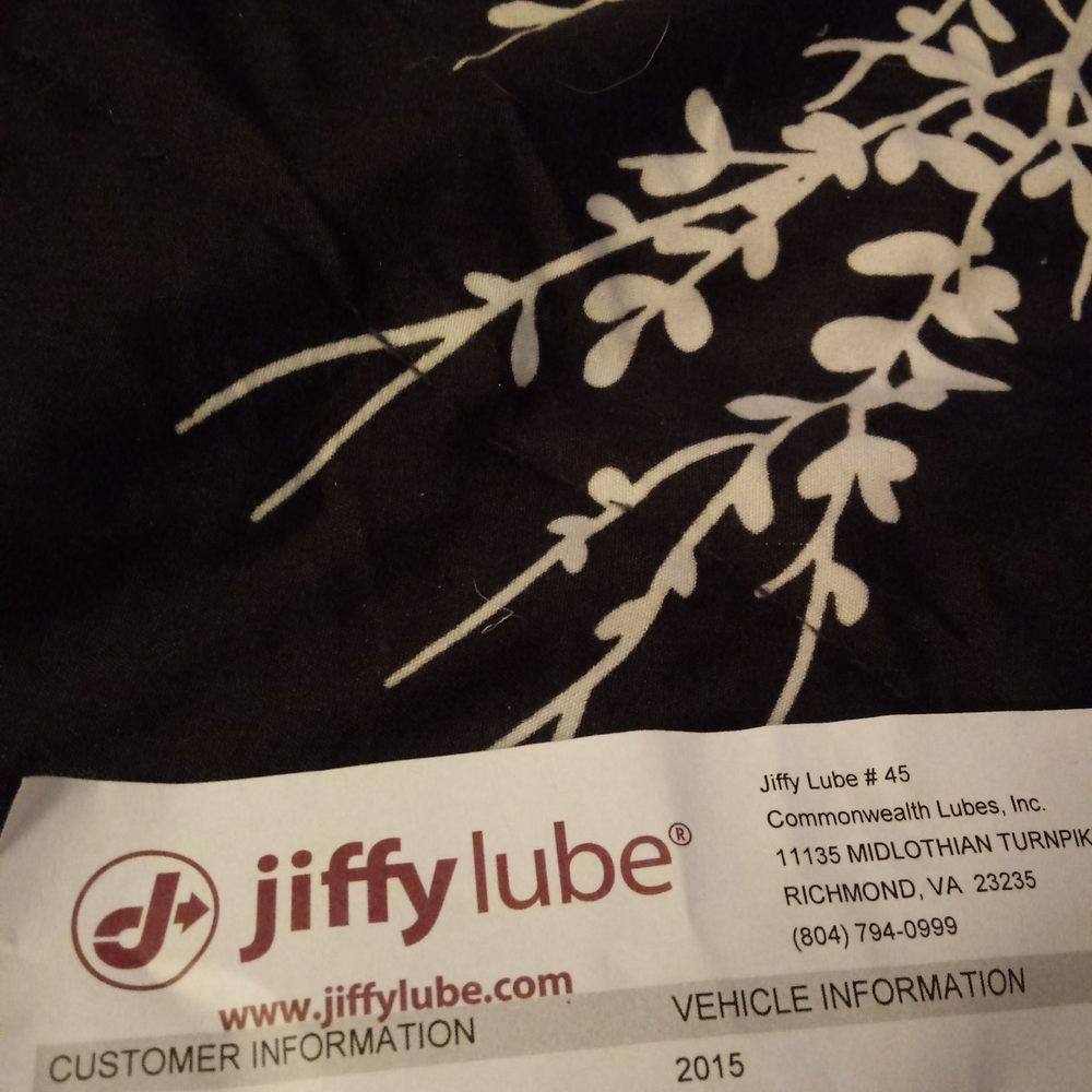 Jiffy Lube - Jiffy Lube receipt. - Auto Repair Near Me - Richmond, Virginia