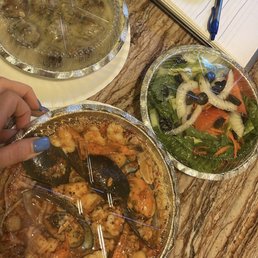 Del Mare, Stuffed Mushrooms and salad Del Mare, Stuffed Mushrooms and salad