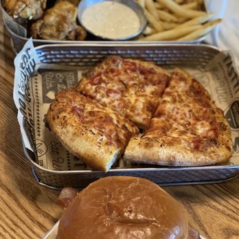 Main Event Wesley Chapel - Cheeseburger + cheese pizza + lemon pepper wings and fries - American Near Me - Lutz, Florida