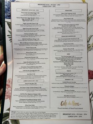 Menu photo 1 Cafe Du Parc Killarney, KY