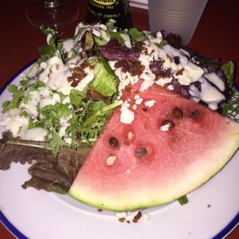 Tin Box - Arugula salad with bacon & watermelon - Barbeque Near Me - Vieques, Puerto Rico Tin Box - Arugula salad with bacon & watermelon - Barbeque Near Me - Vieques, Puerto Rico