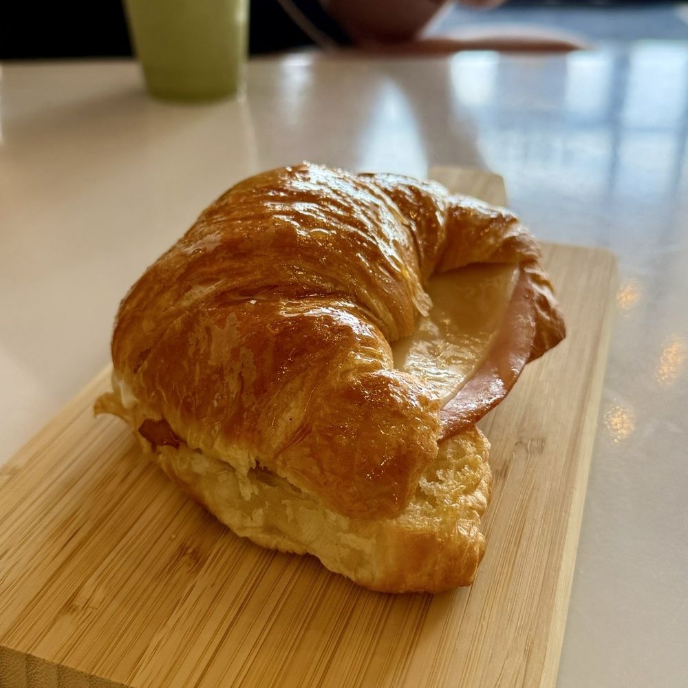 Hooked On Coffee - Lucky Croissant Honey mustard glaze, w/ Swiss, gruyere & ham - Coffee & Tea Near Me - Whittier, California Hooked On Coffee - Lucky Croissant Honey mustard glaze, w/ Swiss, gruyere & ham - Coffee & Tea Near Me - Whittier, California