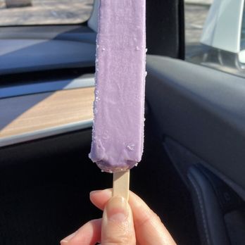 Bendick's Ice Cream Factory - a hand holding a purple ice cream bar - Ice Cream & Frozen Yogurt Near Me - Vancouver, British Columbia