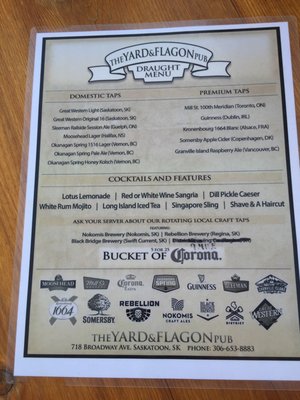Menu photo 1 Yard & Flagon Saskatoon, SK