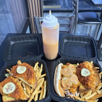 Hell’s Chicken - left - combo with 2 tenders right - combo with 1 tenders, 1 sandwich - Chicken Shop Near Me - Los Angeles, California Hell’s Chicken - left - combo with 2 tenders right - combo with 1 tenders, 1 sandwich - Chicken Shop Near Me - Los Angeles, California