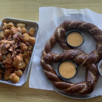 Green Cheek Beer Co. - Loaded tots. Giant pretzel. - Breweries Near Me - Sunset Beach, California