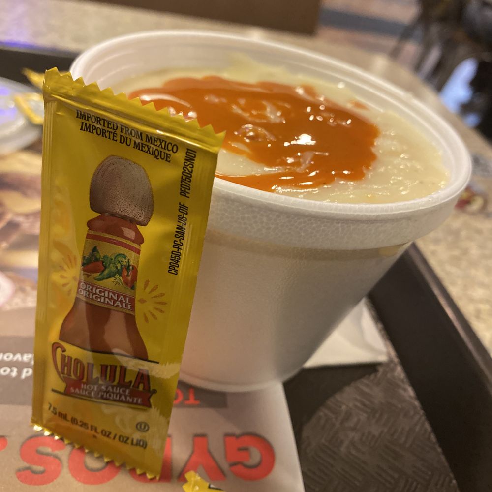 $1.99 soup with my sandwich, cream of chicken rice and I added Cholula for a nice kick