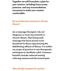 Restorative Solutions Massage Therapy - Frequently asked questions.