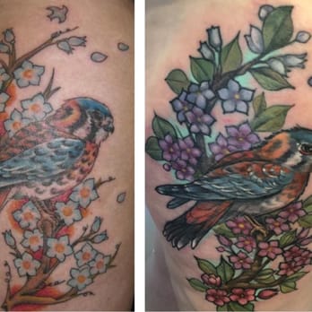 MD Tattoo Studio - My "New Beginnings" tattoo, before and after. Fixed by Katelyn Crane - Tattoo Near Me - Thousand Oaks, California
