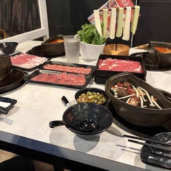 Top Pot - Half and half soup and bbq, thinly sliced meats, veggies, and noodles - Hot Pot Near Me - Pacifica, California Top Pot - Half and half soup and bbq, thinly sliced meats, veggies, and noodles - Hot Pot Near Me - Pacifica, California
